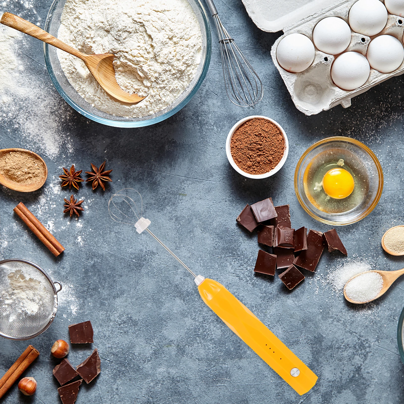 

1 комплект, USB перезаряжаемый электрический венчик, ручной вспениватель молока, многофункциональный кухонный миксер для кофе, яиц, пищевого качества