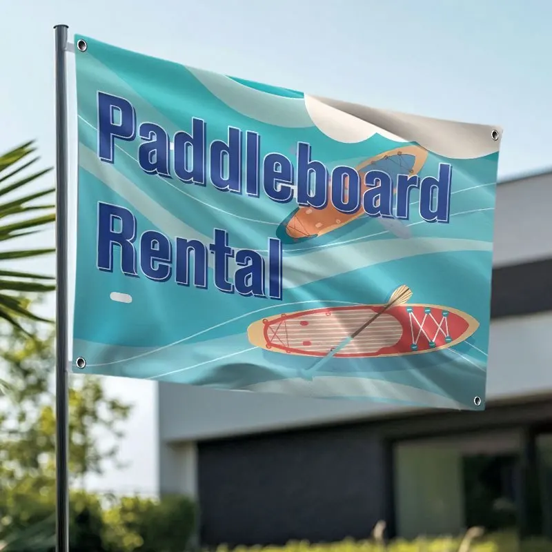 Paddleboard Rental Advertising Flag Durable Polyester Business Outdoor Display Banner