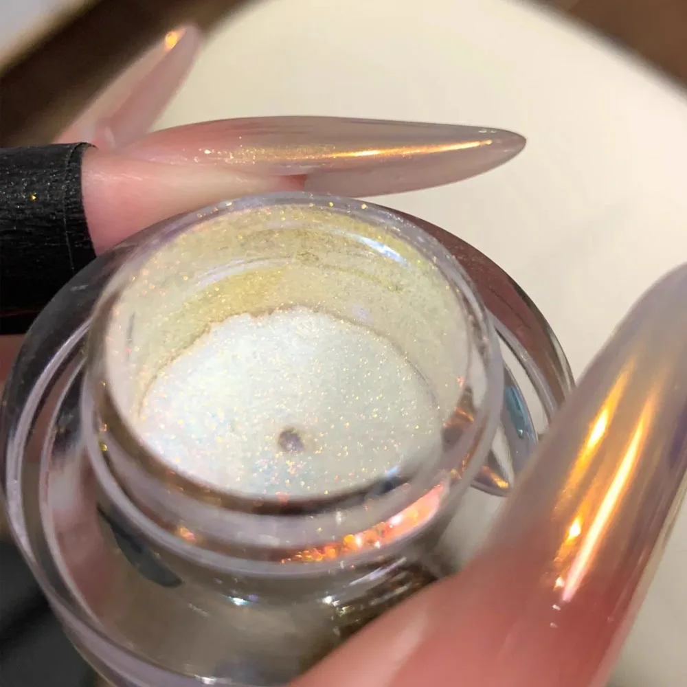 1 Pot Aurora Goud Spiegeleffect Plating Nagelpoeders Zeemeermin Oranje Geel Chroom AB Magische Spiegel Nagelstof Parel Shell Benodigdheden