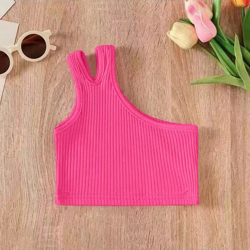 

Children's Camisole for Kids Girls Tight Crop Tops Clothes Summer One-Shoulder Vests
