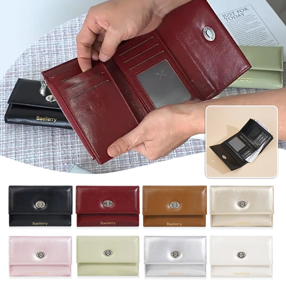 

Элегантный женский тройной короткий кошелек для покупок, свиданий, большой вместительный держатель для карт из искусственной кожи, карман для монет, держатель для денег для женщин и девочек