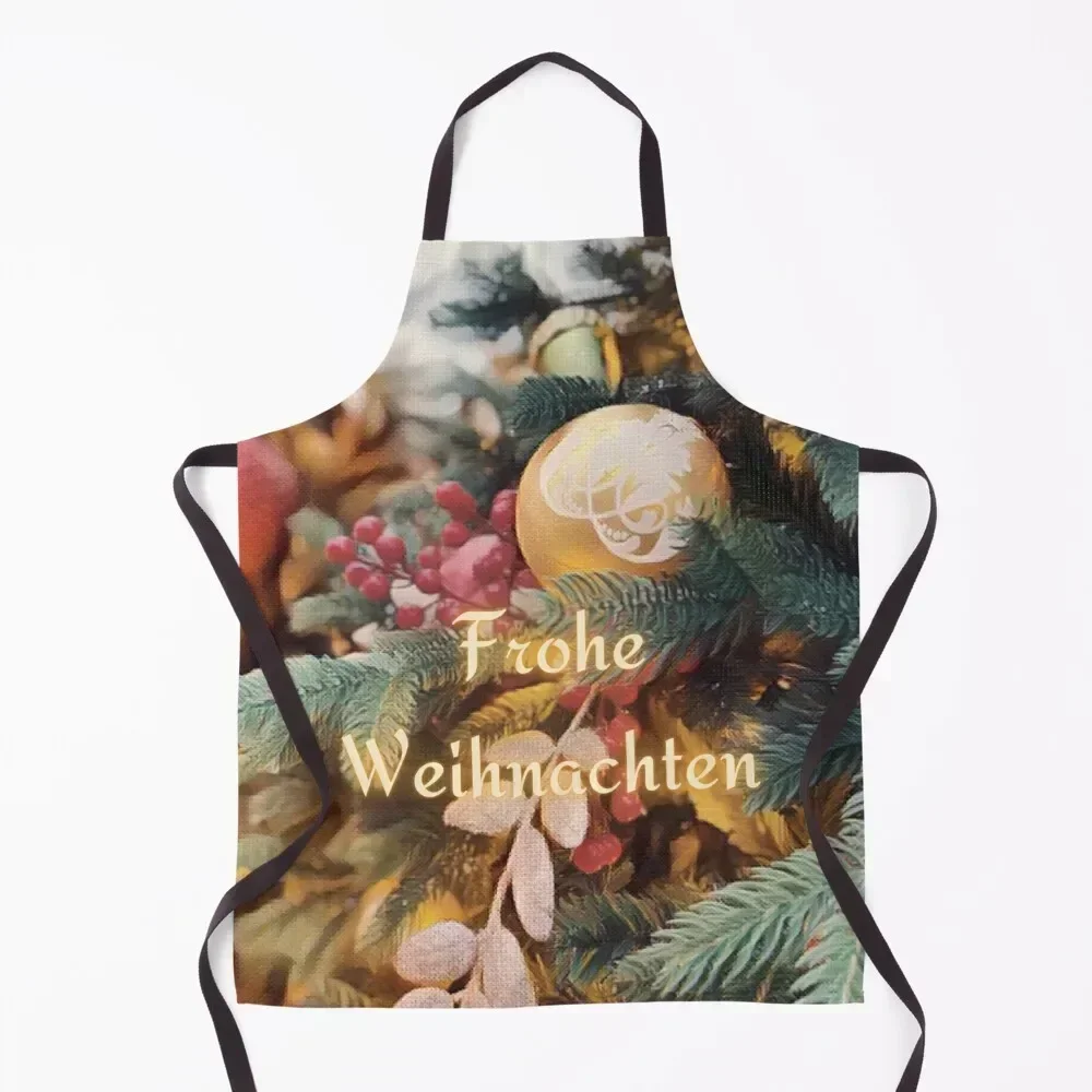 

Frohe Weihnachten Merry christmas german Apron Nursing Kitchen Handle For Women Apron