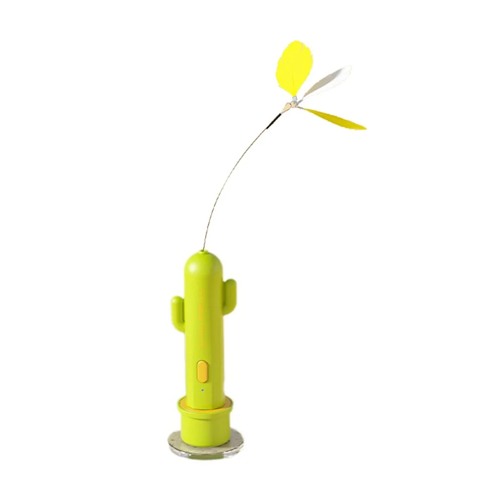 2 Play Mode Interactive Cat Toys Butterfly Teaser Red Laser Electric Self-Play Rod Detachable Rod Vibration Sensor