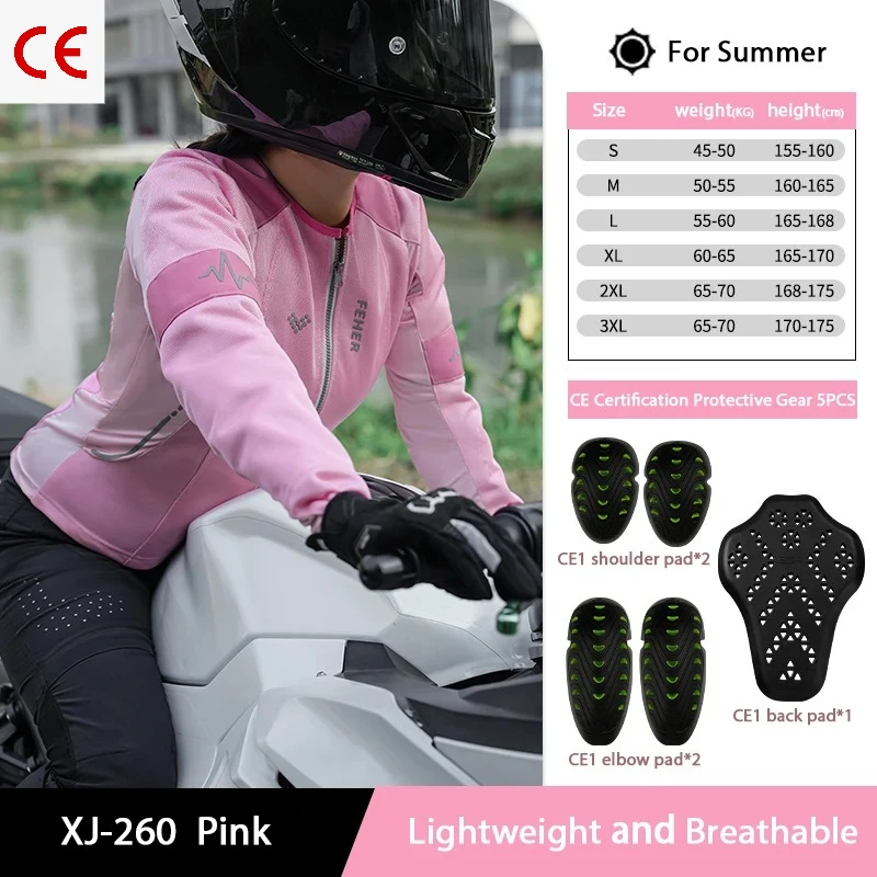 

Women Breathable Motorcycle Body Armor Jacket, Slim Stylish CE Safety Protective Garment Full Size S-3XL for Outdoor Bike Riding