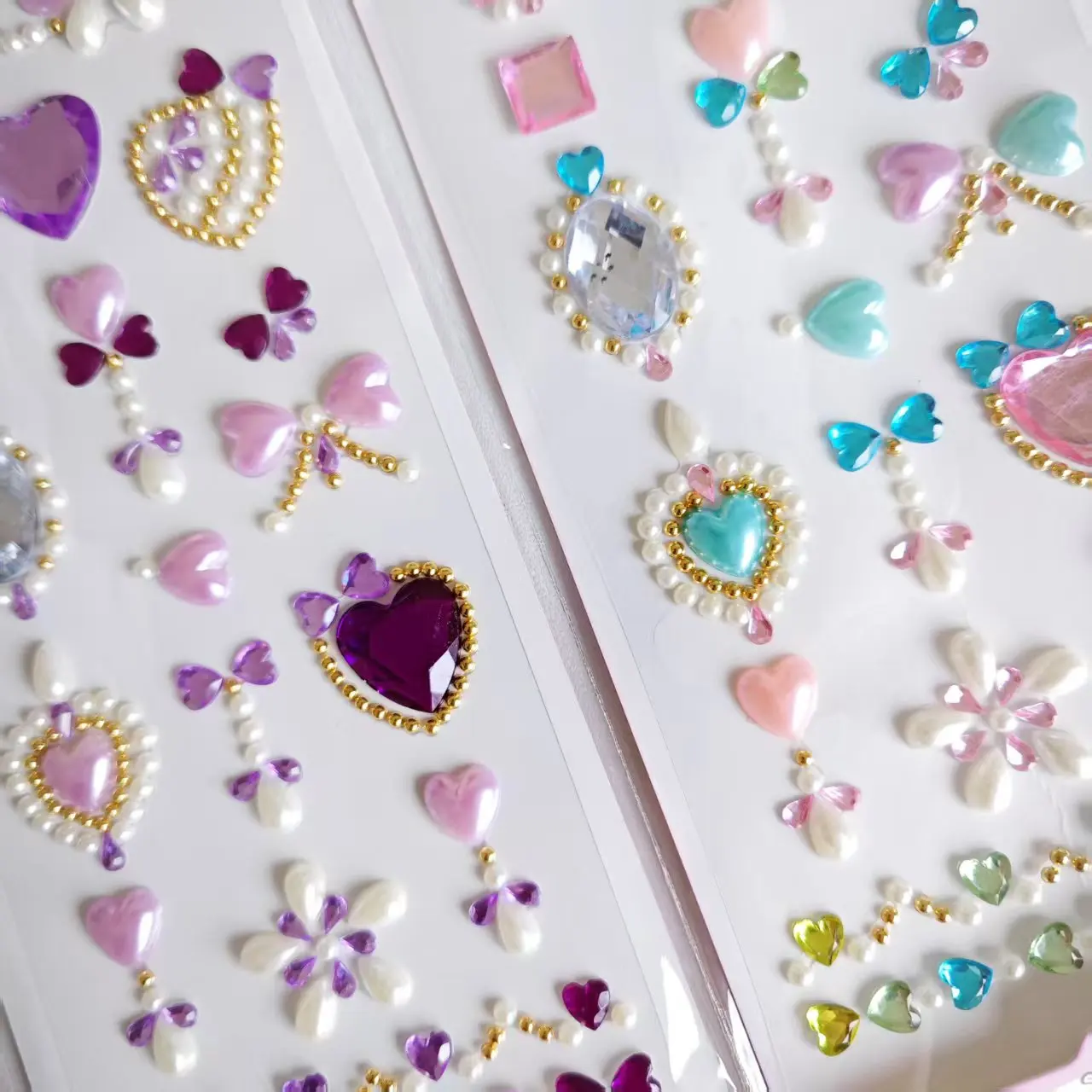 5 ملصقات زخرفية إبداعية ملونة، ملصقات أذن، ملصقات حجر الراين الماسية المصنوعة يدويًا، أحجار كريمة أكريليك كريستالية