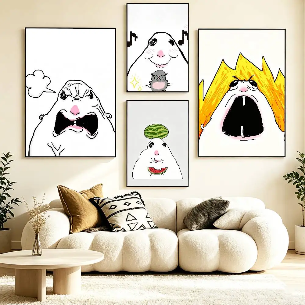 CartoonHC-Hamster Caveman   Poster HD Self Adhesive Waterproof Wall Art Ideal for Home Office Dorm Gift