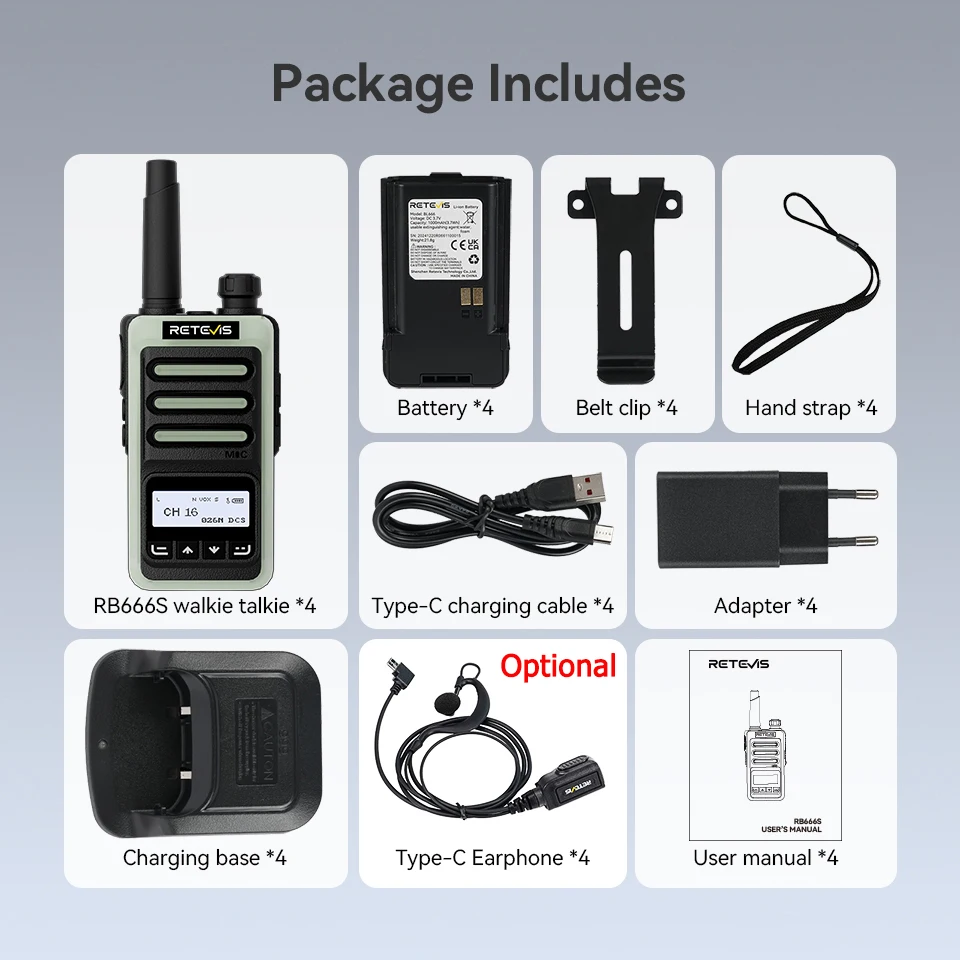 Retevis RB666S Walkie-Talkie PMR446 Lizenzfreies Walkie-Talkie Tragbares Typ-C-Schnelllade-VOX-Radio für den Notfall im Hotel Mall – Detail 15