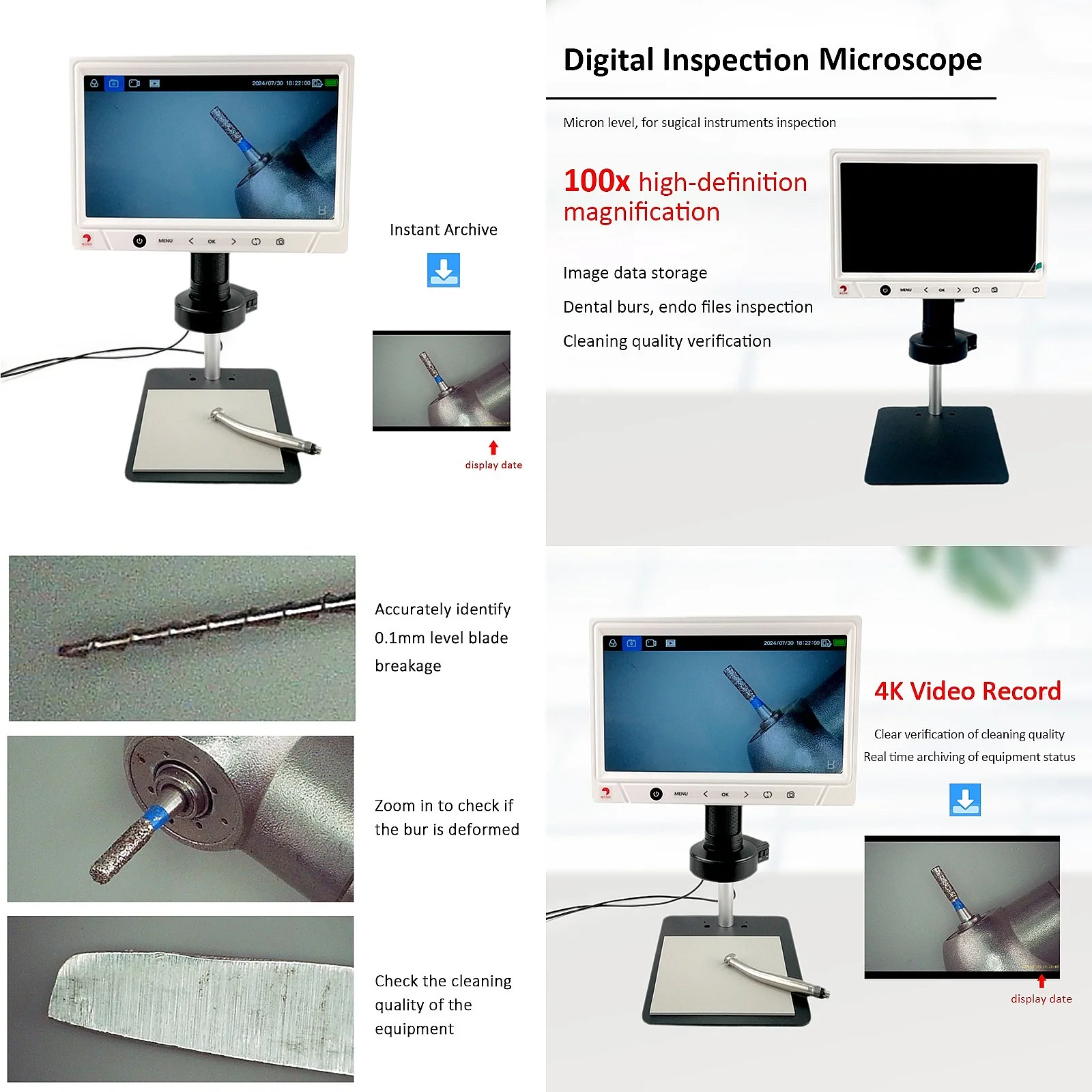 100X Digital Microscope Camera for Dentals Lab Equipment Inspection HD