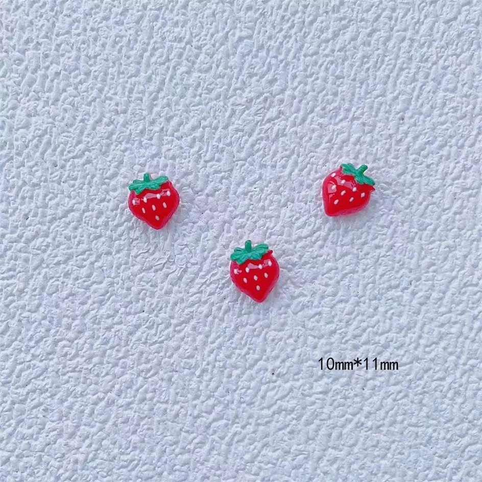 10Pcs 3D Resin Mini Cherry Watermelon Gems Nail Art Charms Sweet Fruit Flatback Jewelry Design Nail Decorations Rhinestones 10mm