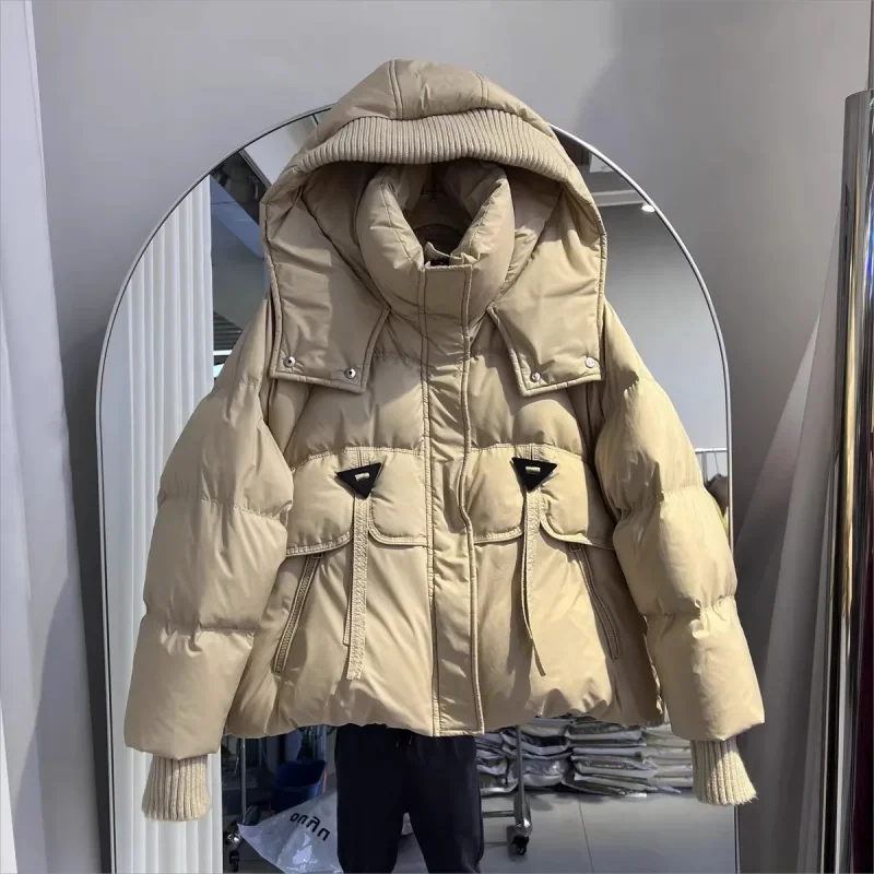 2024 Winter Thickened Cotton Padded Women\'s Hooded Loose Fit Fashionable Jacket Warm bread Jacket