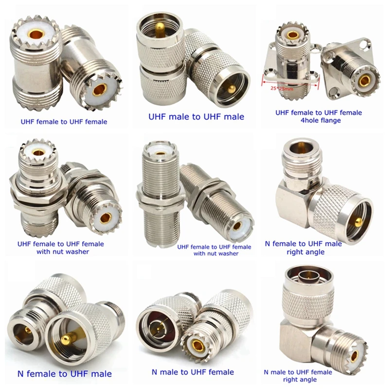 1szt SO239 UHF PL259 Męskie żeńskie złącze gniazdowe SL16 UHF SO-239 PL-259 do N Typ TNC UHF Adapter koncentryczny miedziany mosiężny RF