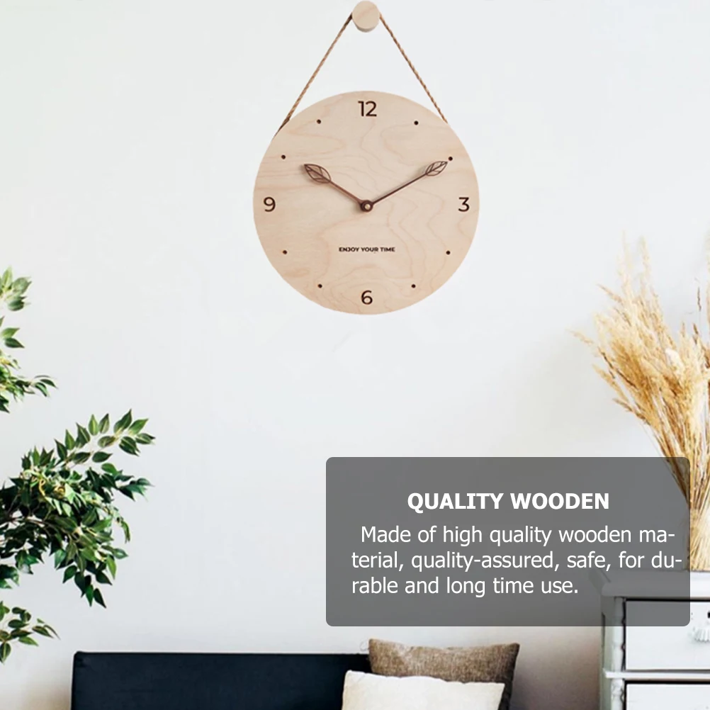 

Wooden Wall Clock Exquisite Craftsmanship Japanese Style Bedroom Decoration Mute Household Clock Long Lasting Stylish Leaf
