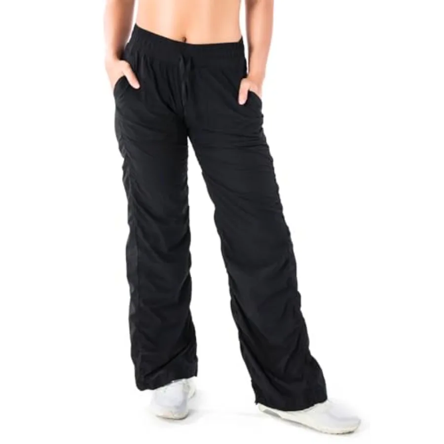Women's Petite/Regular/Tall Lightweight Straight Leg Dance and Studio Pants, Wrinkle-Resistant Travel Pants, UPF 50+