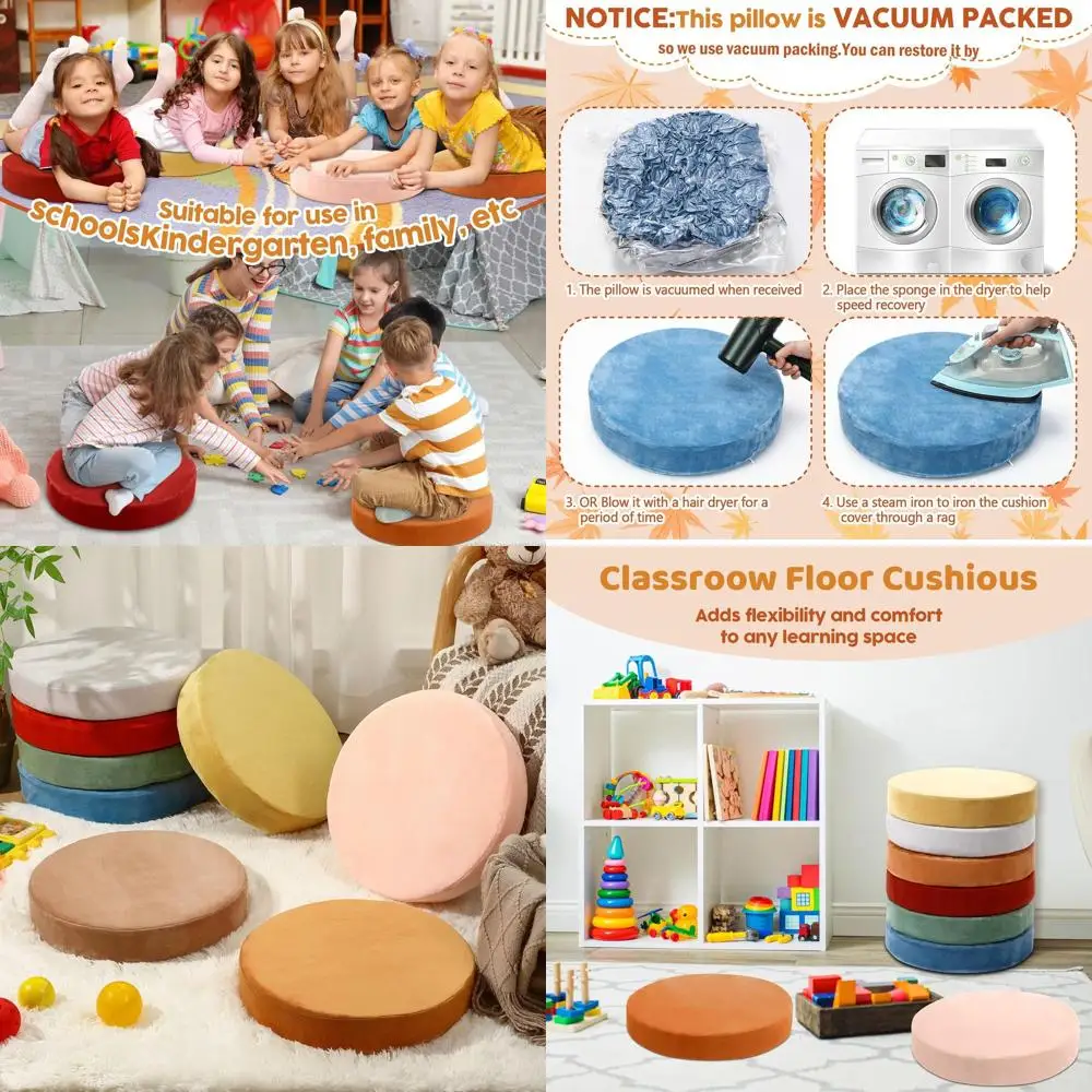 

15 круглых напольных подушек для детей — мягкие сиденья для классной комнаты, уголок для чтения, игровой комнаты (осенне-зимняя тема)