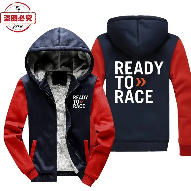 

Ready To Race Logo Printed Jacket Motorcycle Off Road Endurance Race Hoodie Top with Velvet Warmth Men's Jacket Racing Suit