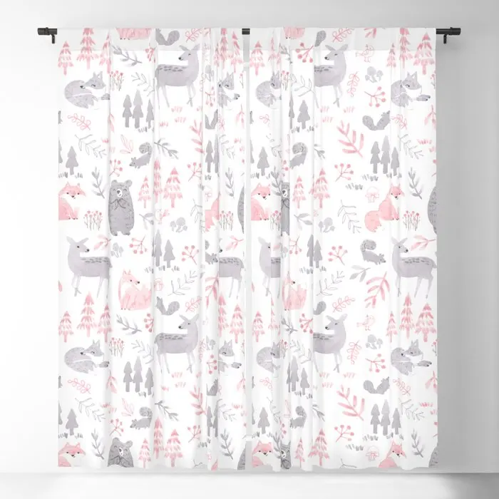 Woodland Forest Animals Blackout Curtains 3D Print Window Curtains For Bedroom Living Room Decor Window Treatments