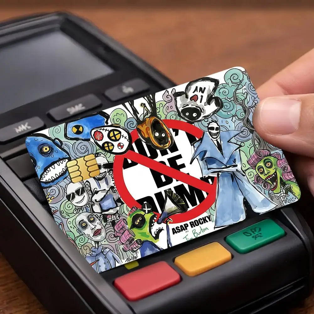 A-Asap rocky dont be dumb Rapper Credit Card Public Transportation Cards Protective Sticker Waterproof Card Face Decoration 4PCS
