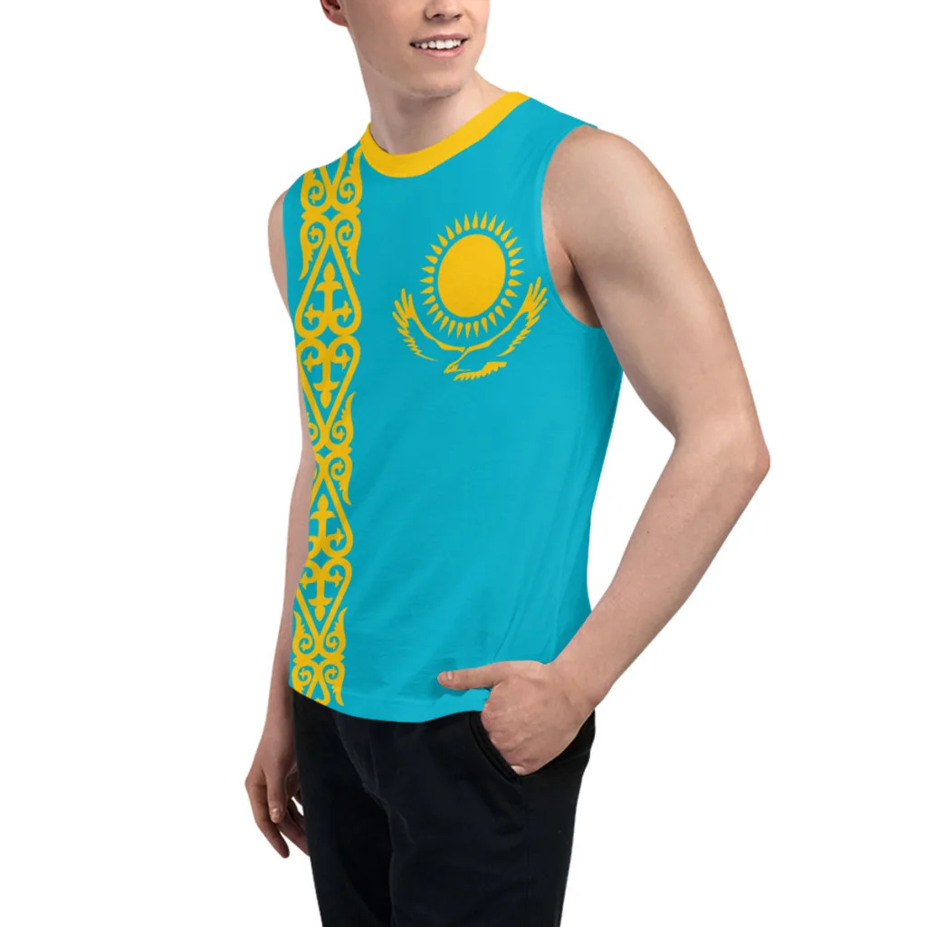 Sleeveless T-shirt Kazakhstan Flag  3D Men's Boys Tshirt Gyms Tank Tops Fitness Joggers Basketball Training Vest