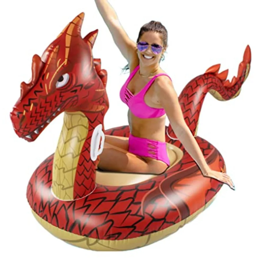 Dragon] Inflatable Pool Floats for Adults Large Ride-On Swimming Pool Float Floatie with Handles