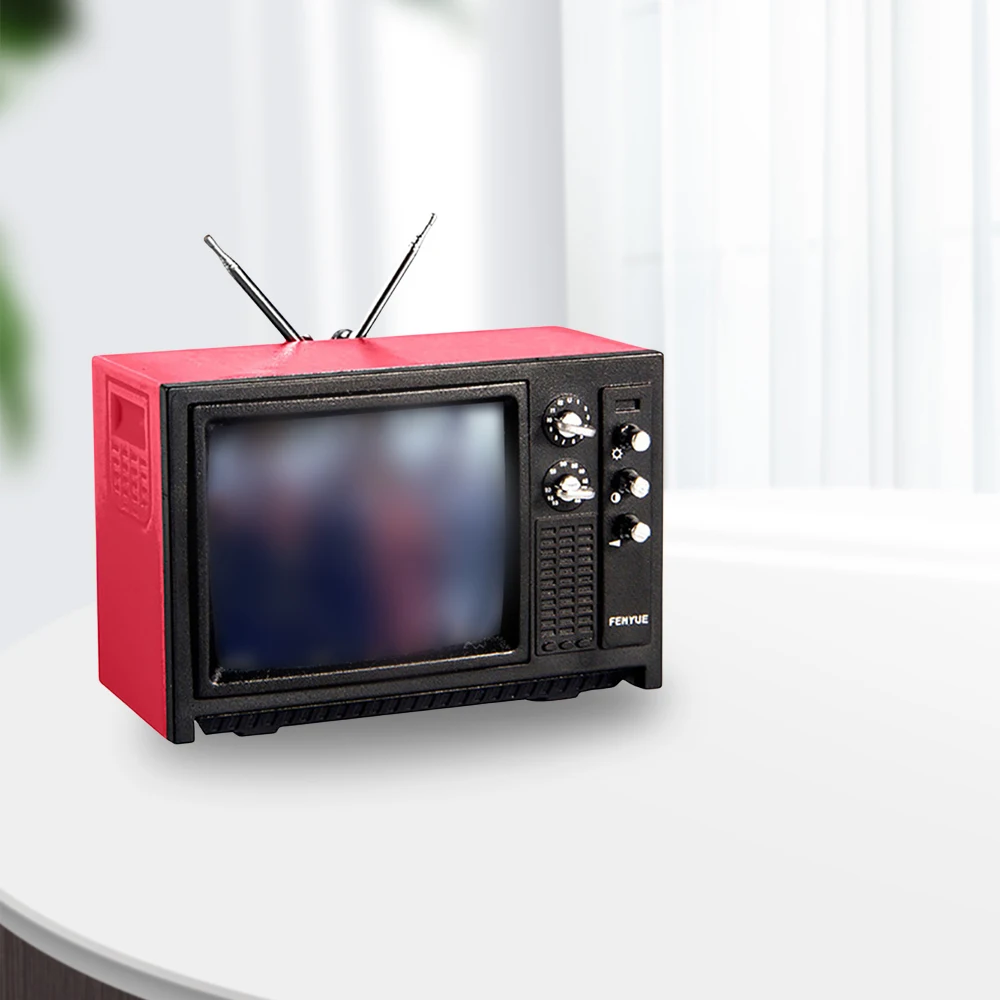 Retro Mini Portable TV Television Watch TV Dollhouse Scene ob11 Model Miniature TV Model Toys