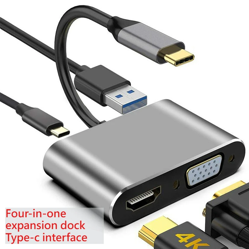 Type-c four-in-one dock multi-port expander usb-c to hdmi game console computer tablet converter