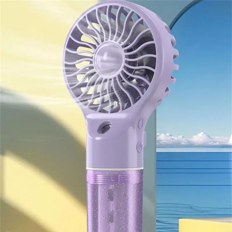J6PE Handheld Misting Fan Cooling Fan for Makeup Travel Rechargeable Fan
