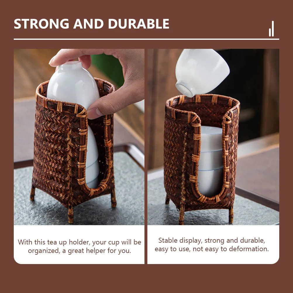 

1 шт., бамбуковый контейнер для чайной чашки ручной работы, держатель для чашек, органайзер для чайной чашки, корзина для чайной церемонии, клетка для аксессуаров, винтажная бамбуковая клетка для чашки