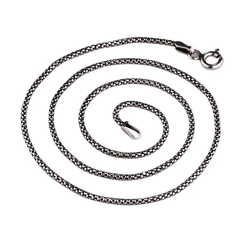 BOCAI New  S925 Silver Italian Chain Fashion Man and Woman Necklace Retro All-match 3MM Corn Sweater Chain