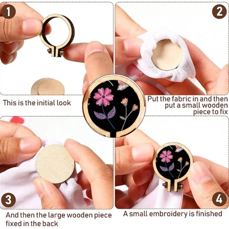 Mini Embroidery Hoop Rings Small Round Embroidery Frame Sewing Tools for Embroidery Pendants Smooth