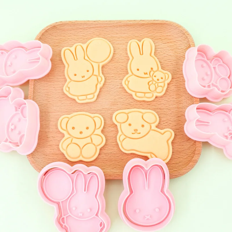 Anime Cartoon Miffy Rabbit Biscuit Mold Creative Peripheral Kawaii 3D Diy Handmade Clay Printing Cake Decoration Friend Gift