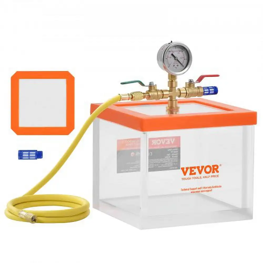 2 Gallon Vacuum Chamber, Upgraded Multipurpose Acrylic Vacuum Degassing Chamber, Transparent Vacuum Chamber, for Resin Degassing