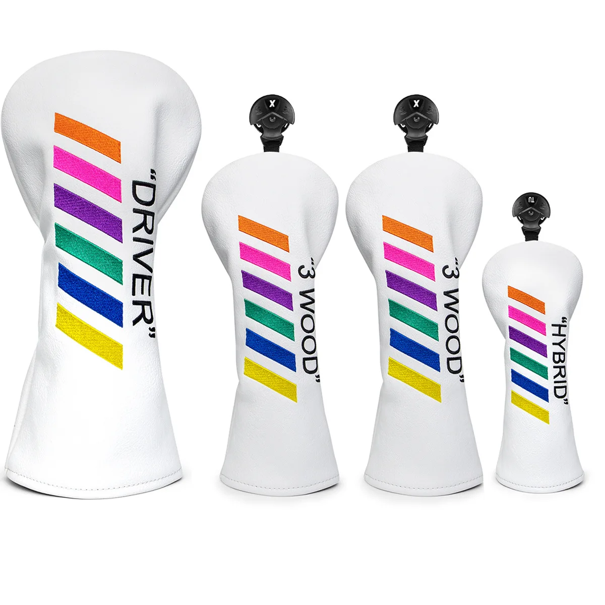 

New Style Simple Rainbow Golf Club Headcover Set of Wooden Golf Driver Fairway 3 Wood Hybrid Headcover Pole