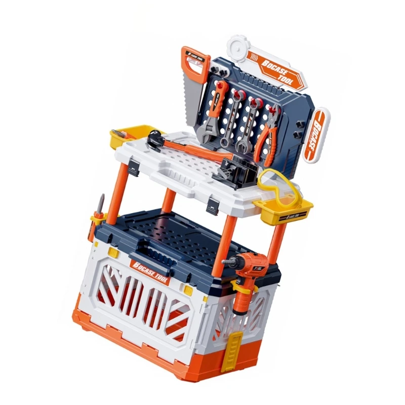 90PCS Partizipative Werkzeug Hocker Spielzeug Finish Pretend Reparatur Set Sichere ABS Materialien Hand Orgel Der Sehkraft 15UB