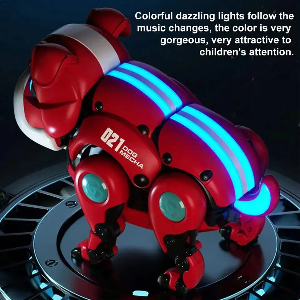 Elektrische Musik Bulldogge Roboter interaktiver Hund mit leichtem Spielzeug für Kinder frühe Bildung Baby beruhigendes Spielzeug für Kinder Jungen Mädchen