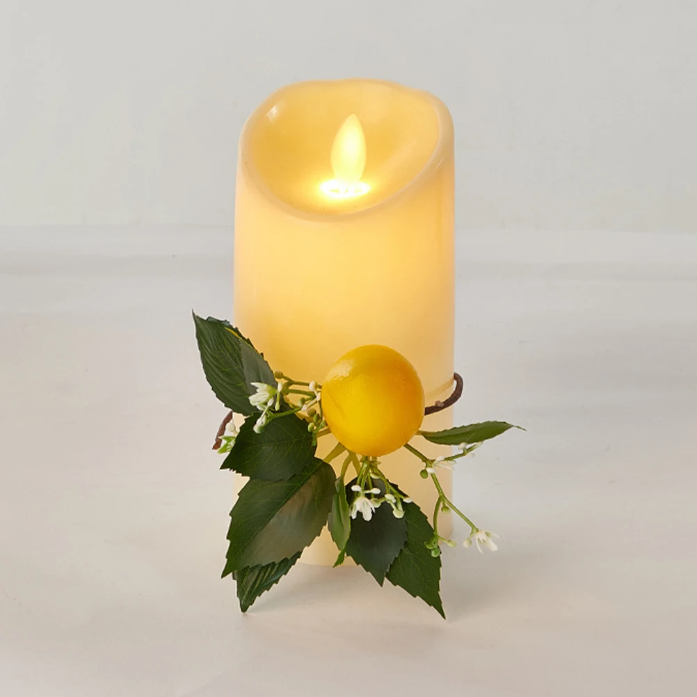 

3Pcs Fresh Artificial Lemon Branches Faux Fruit Stems Napkin Rings Wine Bottle Table Decoration