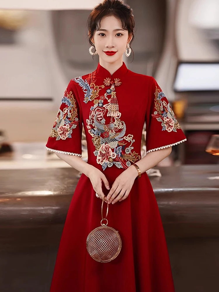 

plus Size Wedding Dr Ele Slimming High-End Sensation Ceremony Drinking Costume New Chinese Sle Bridal Gown A-Line Skirt