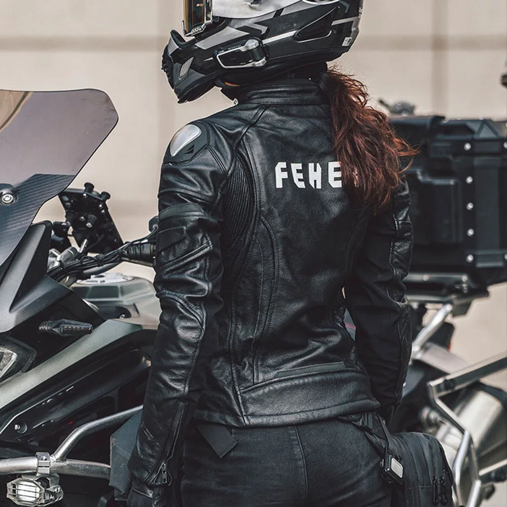 Motorcycle Jacket Built-in CE Protector Leather Jacket Interior Detachable Women's Motorcycle Jacket Windbreak Biker Clothes