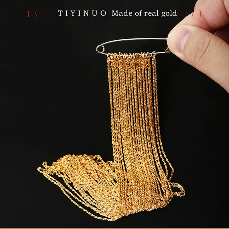 TIYINUO-18K Colar de Ouro com Pingente Corrente de Corda para Mulheres, Jóias Finas, Presente Festival, Nova Moda, Estilo Simples, Real, AU750