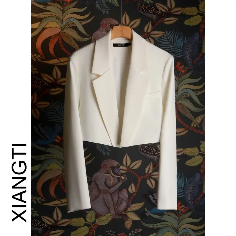2026 Spring and Autumn New Small Blazer Women's Casual Korean Version Versatile Design Niche Short Top buttonless Jacket White