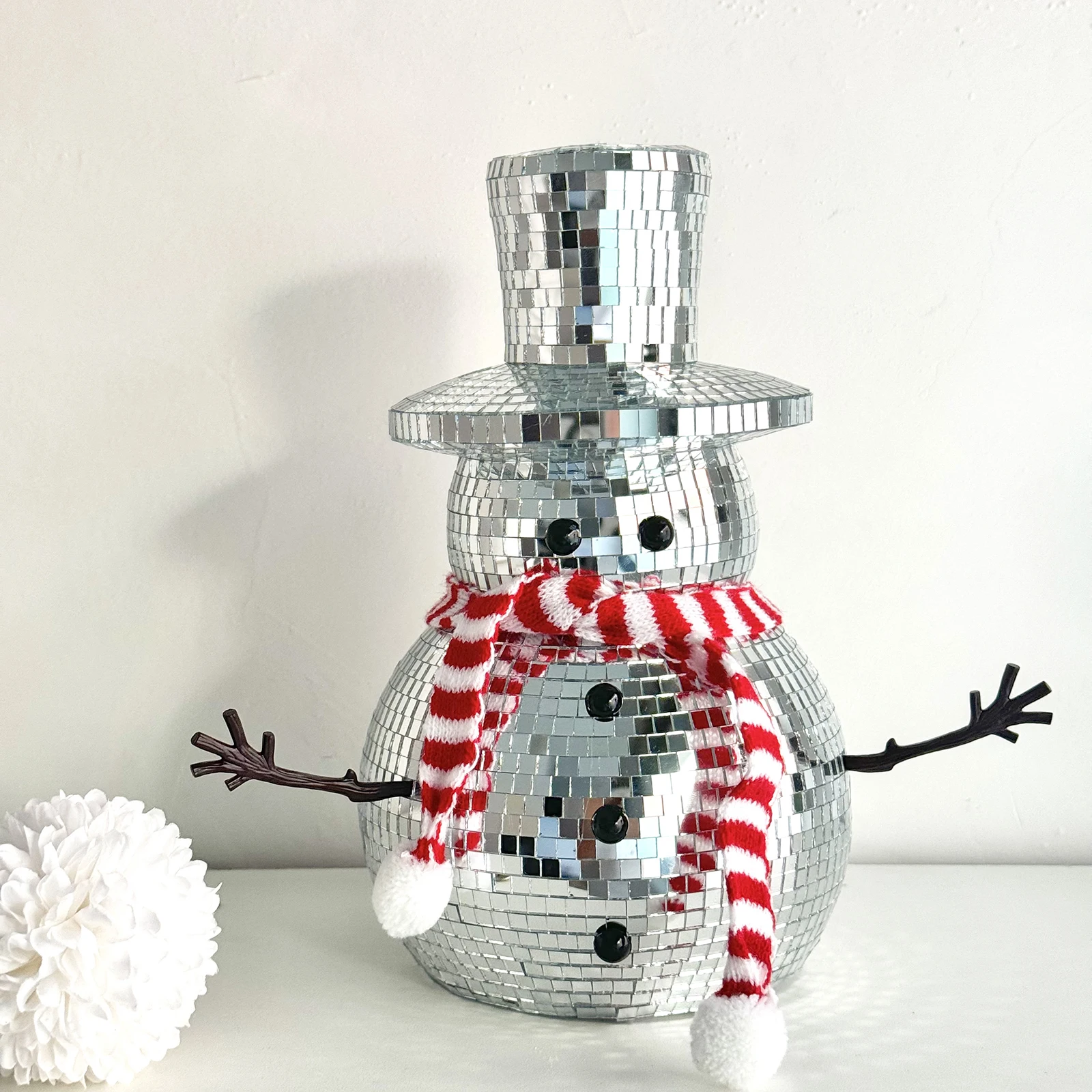 Snowman Disco Ball Decor Handmade Mirror Ball Aesthetic Room Decor Disco Snowman Christmas Ornaments Holiday Home Decor