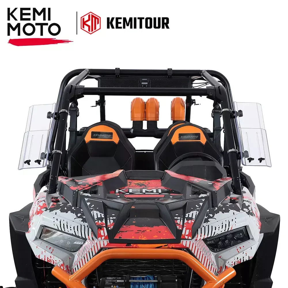 

KEMIMOTO UTV Side Wind Deflectors Fits 1.5-2.2" Round Roll Bar For Can-Am Maverick X3 For Kawasaki Compatible with Polaris RZR