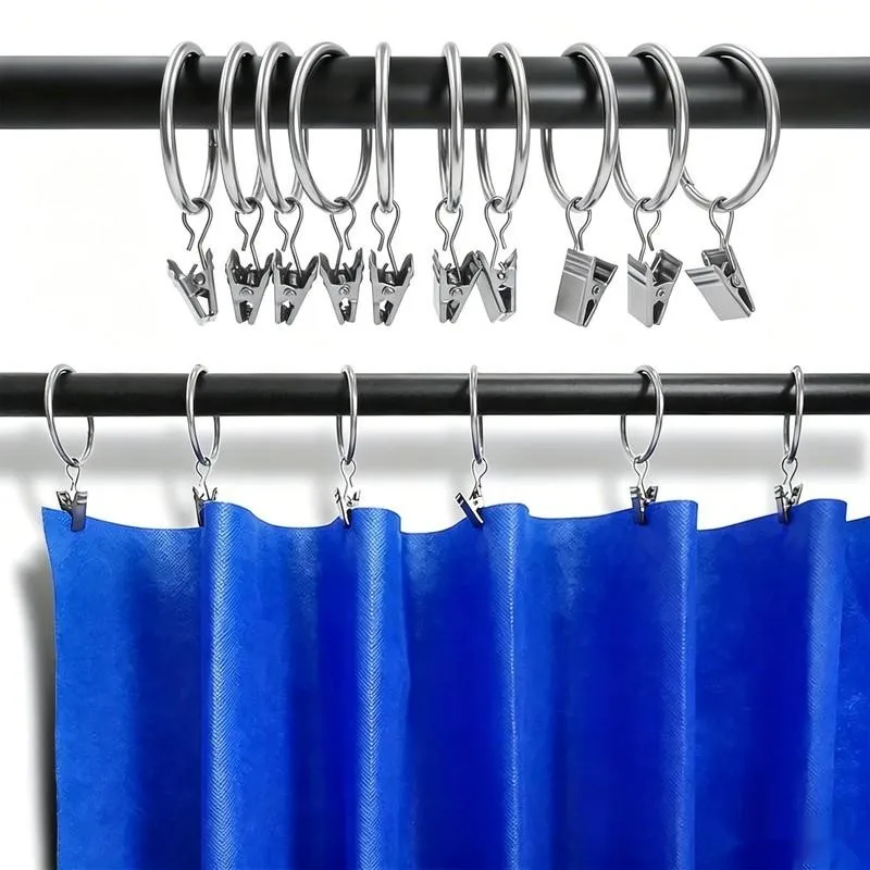 56 pcs 25mm Metal Curtain Hanger Rings Easy Slide On Rod, designed for Bathroom Shower Panels, Rust Resistant Finish
