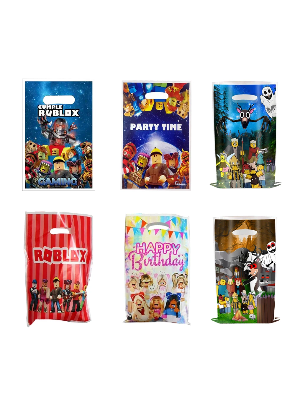 10 sacs écologiques en toile à thème de bonbons de dessin animé pour enfants, décoration de jeu Roblox, fête d'anniversaire, sac cadeau à la main, emballage, sac de shopping en plastique