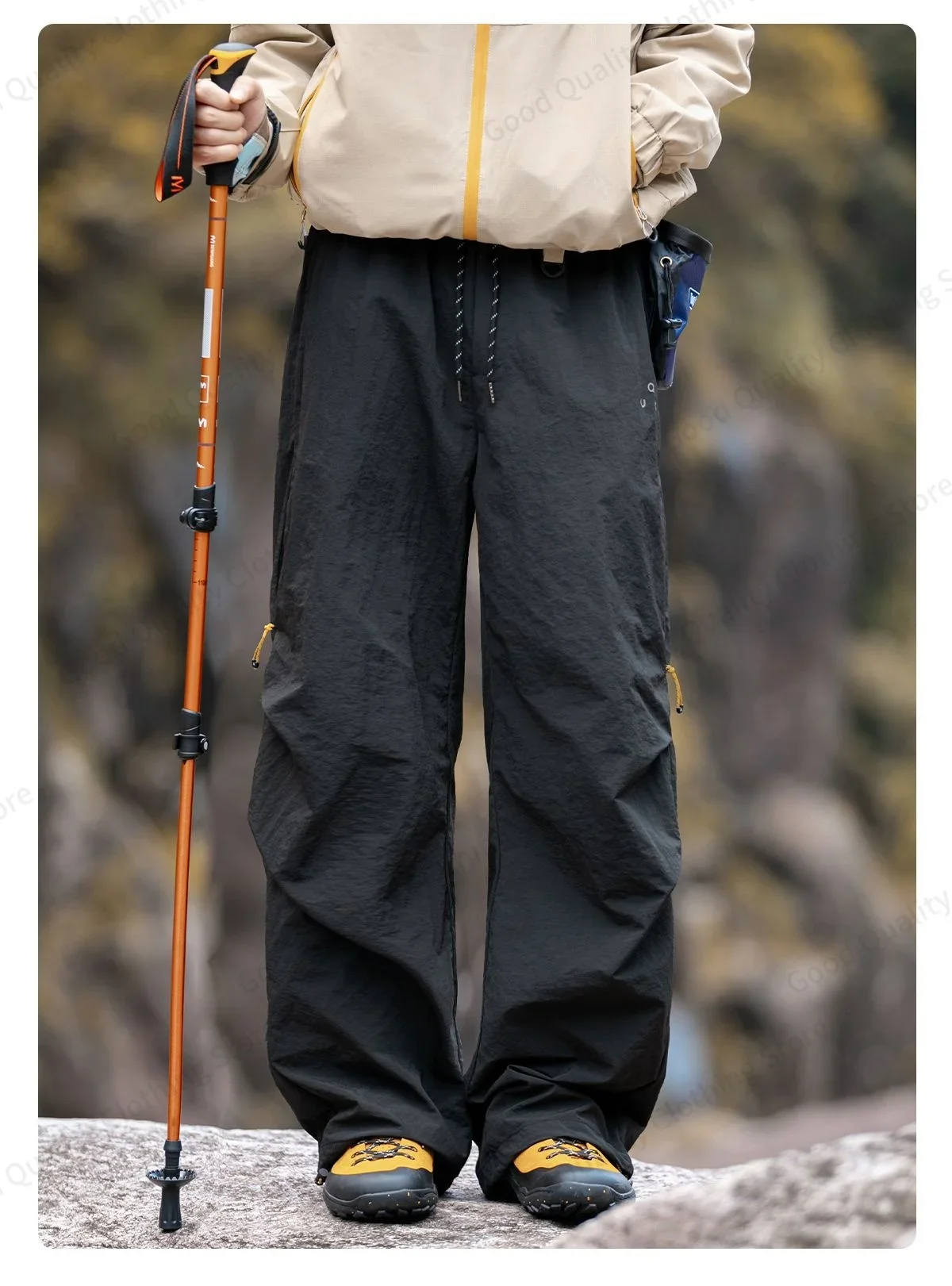 Arbeitsfreudige, wasserabweisende Outdoor-Overalls für Herren, Herbst, lange Hosen mit Schlitz und Falten, Kontrastfarben, Reißverschluss, Sport- und Freizeithose – Detail 11