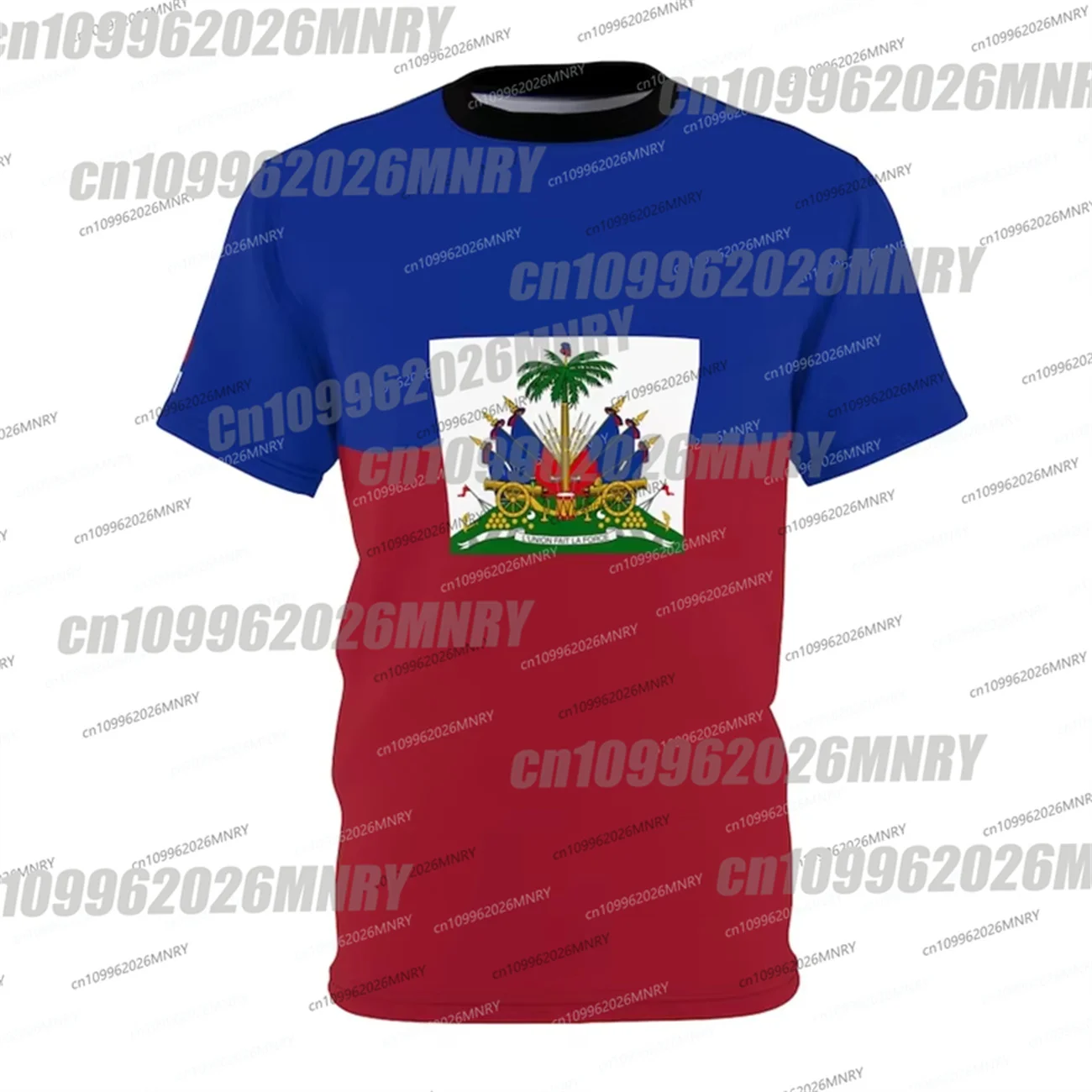 Haitian Flag 3D Print Haiti Emblem Symbol Vintage T Shirts Kid Oversized tshirt Summer Streetwear Short Sleeve Y2k Mens Clothing