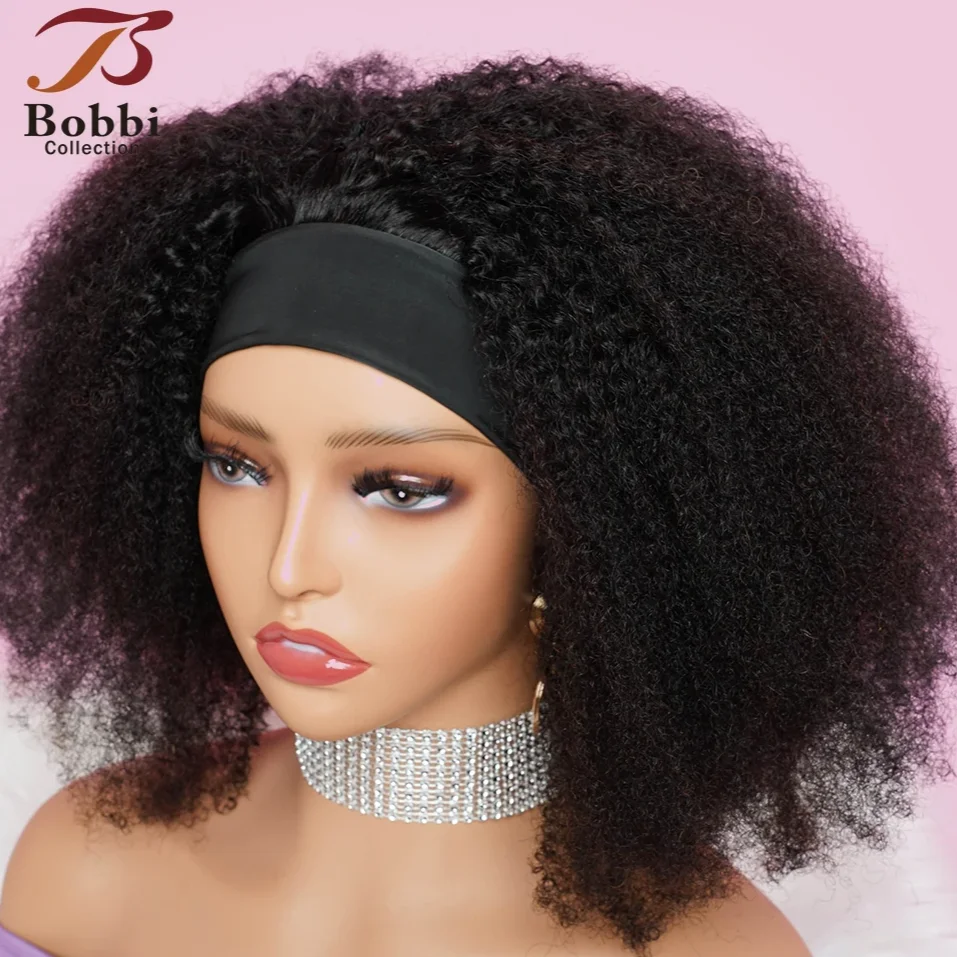 Stirnband-Perücke mit 250 % Dichte, Afro-verworrene Locken, 100 % Echthaar-Perücken für Frauen, kein