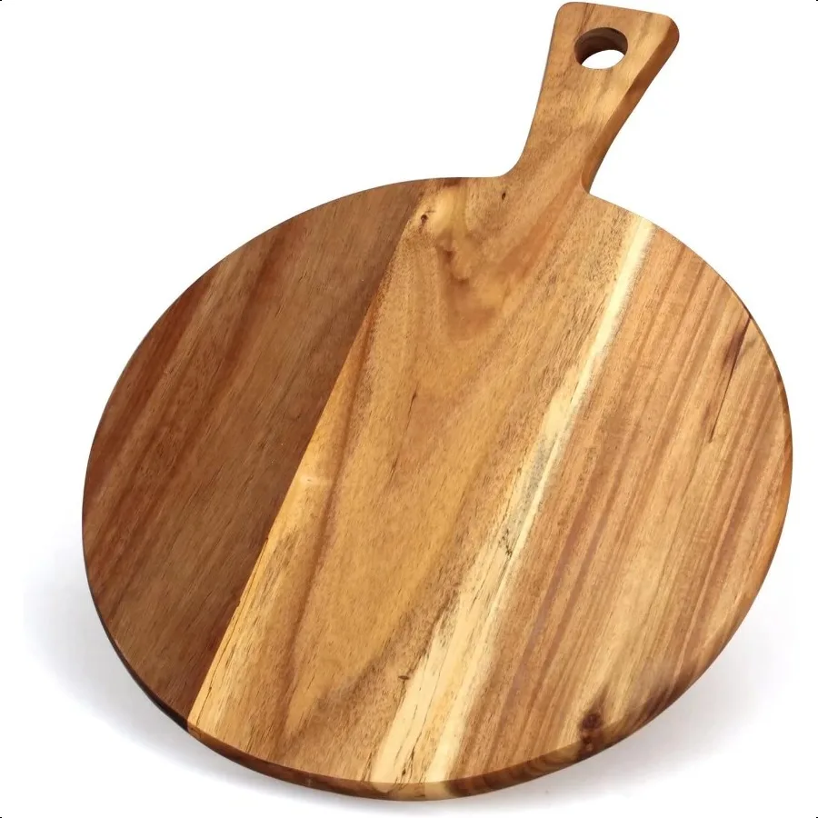 

Acacia Wood Cutting Board with Handle Wooden Chopping Board Round Cutting Boards for Kitchen Decor Large Charcuterie Board Tray