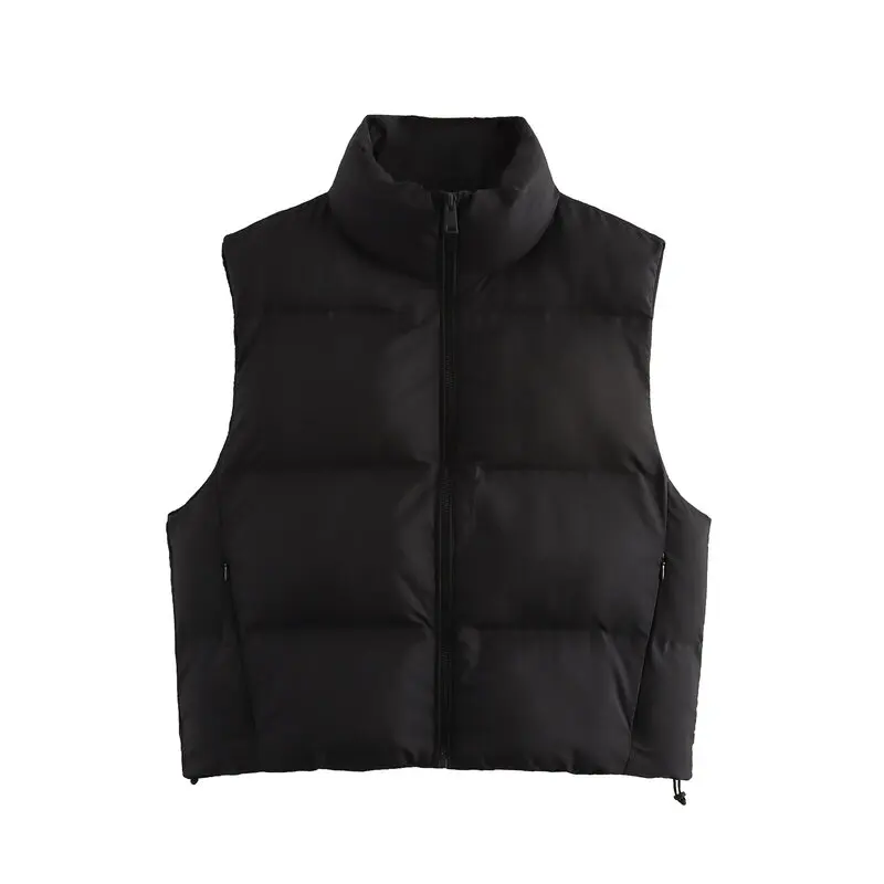 Women's New Autumn Winter Cotton Vest Warmth Sleeveless Stand Collar Selectable 2024 Fashion Casual Zipper Closure