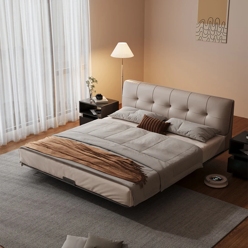 Leather suspended bed does not disturb each other, double bed, master bedroom 1.5 meters 2024 new soft bag bed