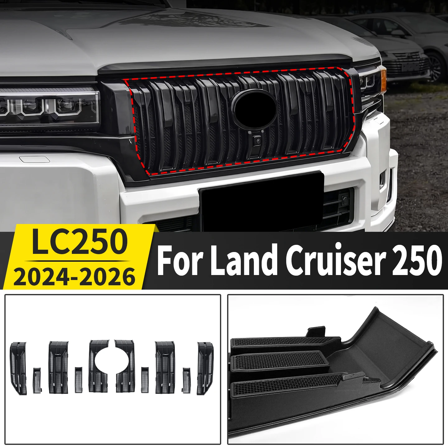 

For Toyota Land Cruiser Prado 250 2024-2026 Insect Protection Grille Mesh Snap On Radiator Guard Upgrade Accessories